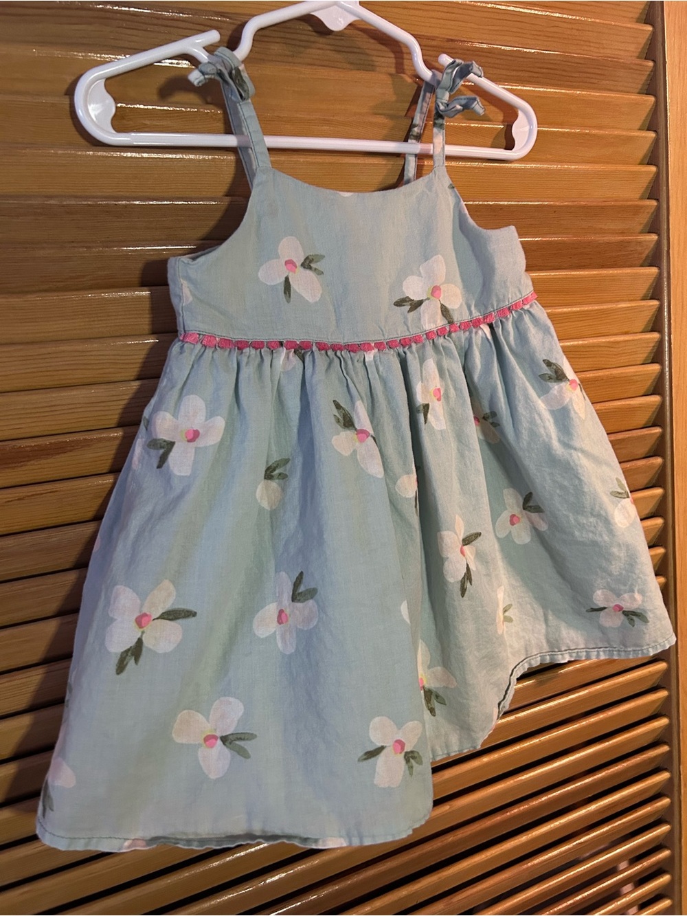 Baby B’gosh Girls Light Blue Floral Sundress with Pink Trim